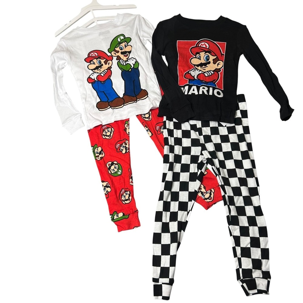New Super Mario Brothers Pajamas 4 Piece Set‎ Boy 5T Long Sleeve Sleepwear